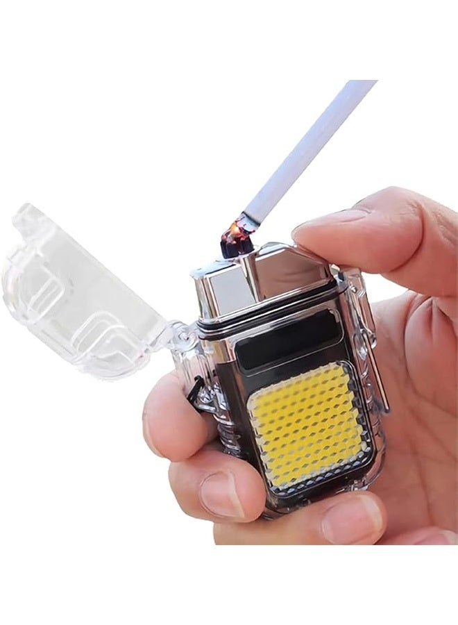 ولاعة كهربائية خارجية قابلة لإعادة الشحن عبر منفذ USB، مزودة بمصباح LED يدوي، ولاعة بلازما مزدوجة القوس، مثالية للتخييم والمشي لمسافات طويلة والسفر (أسود) - Image 4